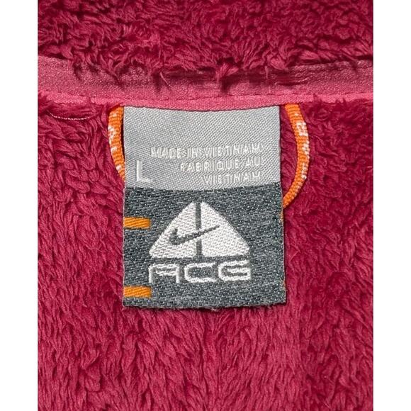 Nike ACG Women’s Fleece Jacket L Pink Full Zip High Loft Sherpa Nylon Panels - Picture 8 of 13